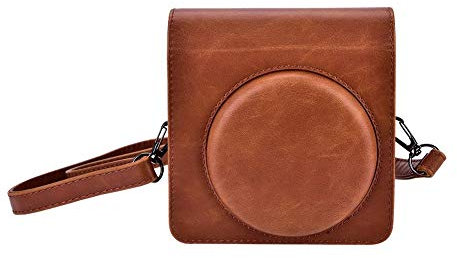 Diyeeni Tasche Hülle für Instax SQ6 Sofortbildkamera, Vintage Schutzhülle Kamera Tasche aus PU Leder mit Abnehmbaren Schulterfurt(Braun)