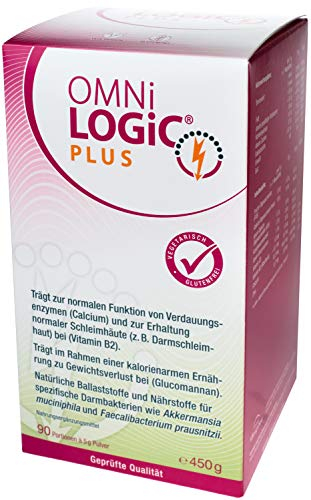 OMNi LOGiC PLUS | Natürliche Ballaststoffe und Nährstoffe für spezifische Darmbakterien | Mit Glucomannan | Pulver | Vegetarisch | Glutenfrei | 90 Portionen (450 g)