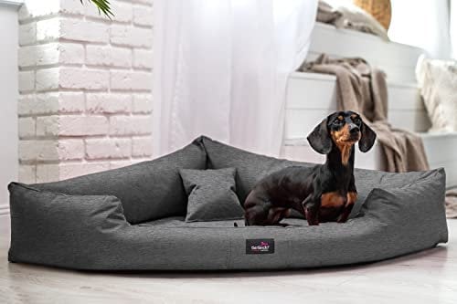 tierlando® Trivia | Orthopädisches Hundebett Robustes Polyester Visco Eckbett Eckhundebett Größe: 100x100cm | Farbe: 99 Dunkelgrau Meliert
