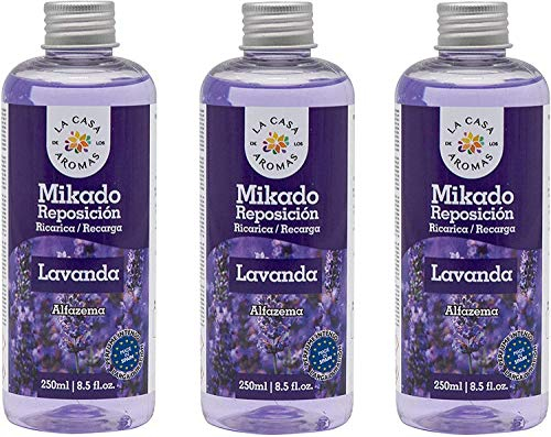 H HANSEL HOME Mikado Reposicion 250 Ml Sin Varillas (Lavanda, 3 Pcs)