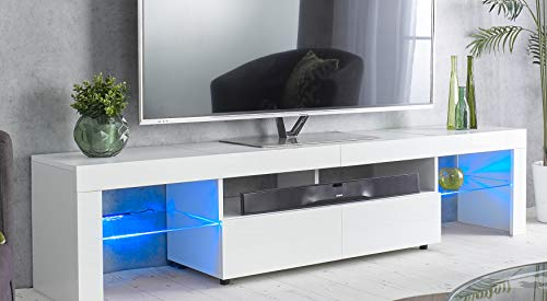 MMT Furniture Designs TV-Schrank, Holz, weiß, 200 cm (B) x 40 cm (T) x 45 cm (H)