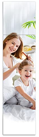 EVENLIVE®Wall Mirrors Tiles 20cm×20cm(Small) 4pcs Self Adhesive Real Glass Flat Frameless for Home Decoration…