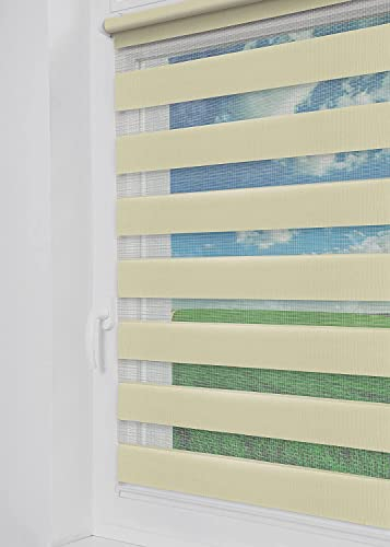 Tom'Shop Tom'Shop® Doppelrollo DuoRollo (Creme 125cm x 150cm) Duo Rollos für Fenster Klemmfix ohne Bohren mit Klämmträger Fensterabdeckung Fensterrollo leichte Montage