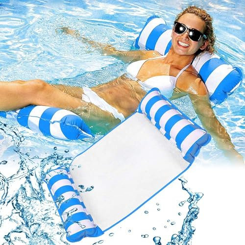 Aufblasbare Hängematte für Schwimmbad, 4-in-1, einfach aufblasbar, für Erwachsene, Wasser-Hängematte, Premium-Matratze für Schwimmbad und Strand
