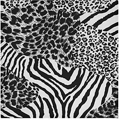 Black White Tiger Print Zebra Skin Leopard Texture Animal Skin Dinner Cloth Napkin, Set of 1 Oversized Reusable Table Napkins, Washable Premium Fabric with Hemmed Edges for Wedding Parties