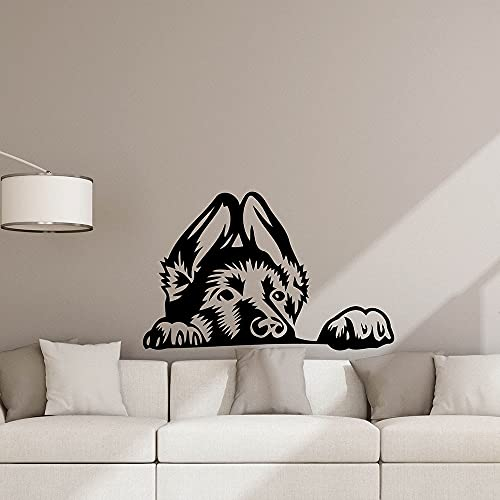 NSRJDSYT Hund Wandtattoo Deutscher Schäferhund Lustige Welpen Tür Fenster Vinyl Aufkleber Kinder Schlafzimmer Kinderzimmer Haustiere Shop Inneneinrichtung Wandbild 75x118cm