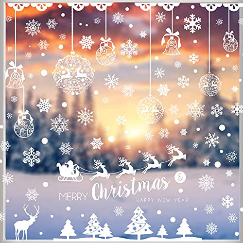 211 Stück Schneeflocken Fensterbild,Weihnachtsdeko Fenster,PVC Fensterdeko Selbstklebend,Winter-deko Weinachts Dekoration,Fensterdeko Schneeflocken,Weihnachts-Fenster Dekoration Türen Glasfronten Deko