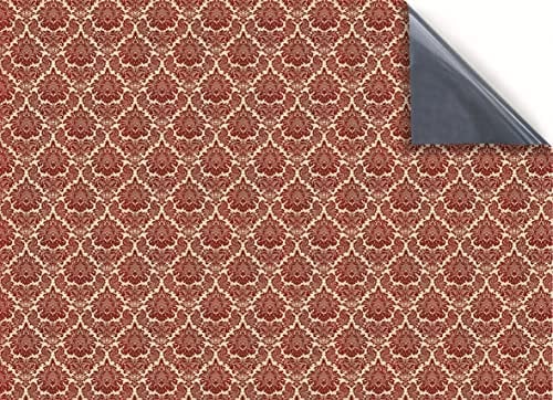Stick & Go Repositionable Self Adhesive Dolls House Wallpaper 1:12 Scale (1 Sheet) - Victorian Velvet Red Wallpaper - No. 122