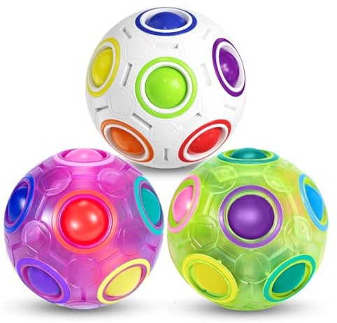ROXENDA Regenbogenball Fidget Zauberball mit 12 Löcher Rainbow Ball - Geschicklichkeitsspiel Puzzle Ball für Kinder ab 6 Jahren, 2er Pack (Blau & Grün)