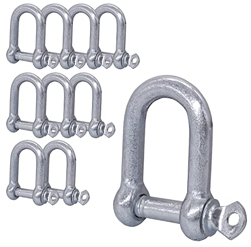 (10 Stück) Schäkel aus verzinktem Stahl, 6 mm, Schäkel-Clip mit Stift, D-Ring-Schäkelschlösser, robuste Takelage (10 Stück, 6 mm)