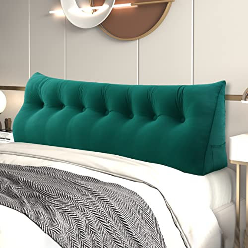 Johnear Rückenkissen Bett Keilkissen Sofa Rückenlehne Lesekissen, Lehnenkissen Dreieckige Kopfkissen Lendenkissen mit abnehmbarem Samt Bezug (Türkis, 200cm