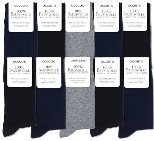 Occulto calze uomo 100% cotone pacco da 10-20 (modello: Ingo) 47-50 4 Paia Nero | 4 Paia Navy | 2 Paia Grigio