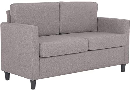 Migone Sofa 2 Sitzer Sofa Couch Sessel Sofa Klein mit Lehne Abnehmbarem Leinen Stoff Gepolstertes Sofa Modern Design Taupe bis 250kg