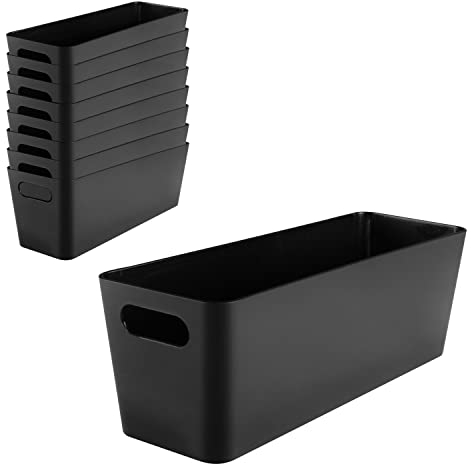 9X Ordnungsbox - 10 cm hoch - SCHWARZ - für Flaschenregaleinsatz Würfelregal - 30x10x10cm - 2 Liter - Ordnungskorb - Wandregal - Organizerbox - Ordnungssystem Kunststoff - Aufbewahrung