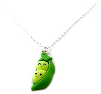 Daisy & Fox Two Peas in a Pod Necklace Handmade Sweet Pea Charm Silver Plated 18 Chain
