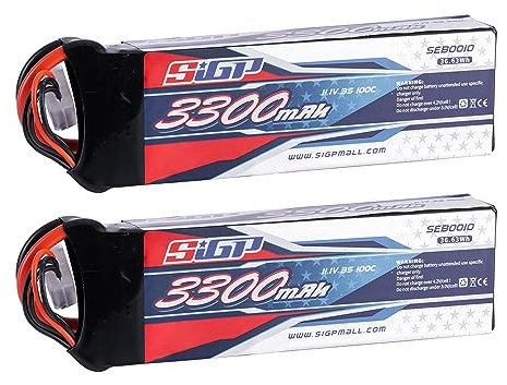 SIGP 3S 11,1V Lipo Batterie 3300mAh 100C avec Prise XT60 pour véhicules RC - Réservoir de Voiture - pour Camion, Bateau, Truggy Racing Model Hobby
