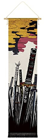 Hanging Poster Canvas Wall Art Banner Anime Sword Series Art Canvas Anime Samurai Katana Japanese Style Tapestry for Wall Decor Hanging Tapestry Decoration For Room | Dorm Anime Lovers