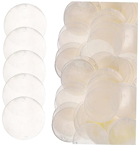 IWOWHERO 50stücke Runde Muschelscheiben Mit Löchern Naturmaterial Für Diy Bastelprojekte Schmuckherstellung Windspiele Und Kreative Dekoration