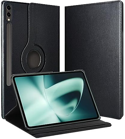 RankOne Klapp Handy Hülle für Samsung Galaxy Tab S10 Ultra/Samsung Galaxy Tab S9 Ultra (14.6 Inches), PU Leder Handyhülle - Schwarz