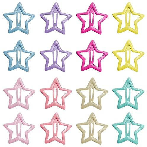 16 Pezzi Mollette per Capelli Bambina, Clip BB a Forma di Stella Colorate, Forcina per Bambini, Colorato Stella Clip di Capelli, Fermagli per Capelli a Scatto per Ragazze, Mollette per Capelli Bambina