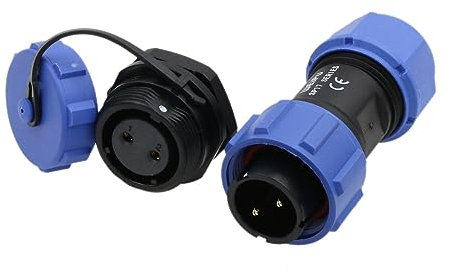 HangTon SP17 2 Pin Waterproof Electrical Connector, Male Female Cable Plug Panel Mount Socket, IP68 Aviation Circular 10A 500V for Outdoor AC DC Power