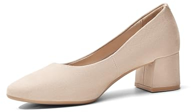 DREAM PAIRS Damen Pumps Elegante und Bequem, Arbeitsschuhe Gepolsterte Schuhe Pumps High Heel mit Blockabsatz SDPU2440W-E Ivory-Suede Größe 40 (EUR)