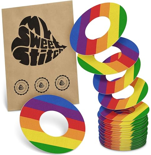 MySweetStitch 25 Ringpatches für FreeStyle Libre 2/Select rund Pride | Stabilisiert ablösende Ränder, Mitte bleibt frei, wasserfest und flexibel, bis zu 15 Tage Halt