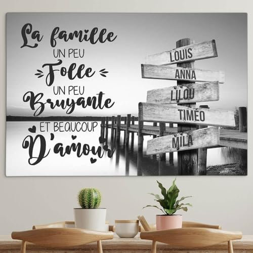 Générique Toile personnalisée avec cadre prénom famille coucher de soleil sur ponton75 x 50 cm