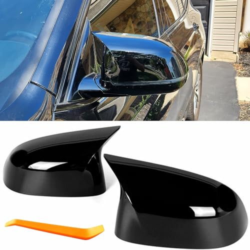 M Look Sport Spiegelkappen für 2017-2023 BMW X3 G01 G08 X4 G02 X5 G05 X6 G06 X7 G07 Accessoires Optik Tuning Teile Auto Außen Autozubehör - Spiegelkappe Links und Rechts, Schwarz Glänzend