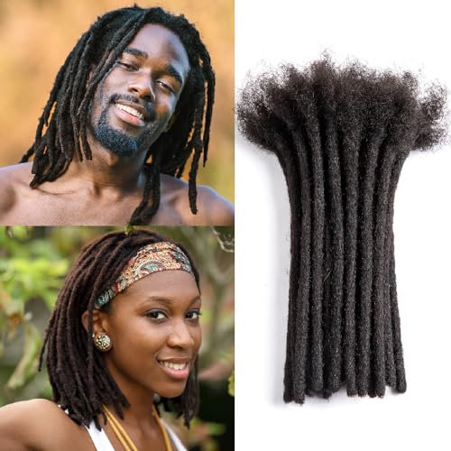 Originea Dreadlock Extensions Cheveux Humains pour Homme/Femme 0,6cm d'épaisseur Locs Paquets Vierges Dreadlocks Extensions de Cheveux Humains Noir (6 Pouces 30pcs)