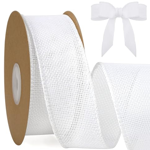 jijAcraft 4cm Juteband mit Draht Weiß: Geschenkband für Schleifen 10M Schleifenband zum Basteln Jute Dekoband für Hochzeit Kommunion