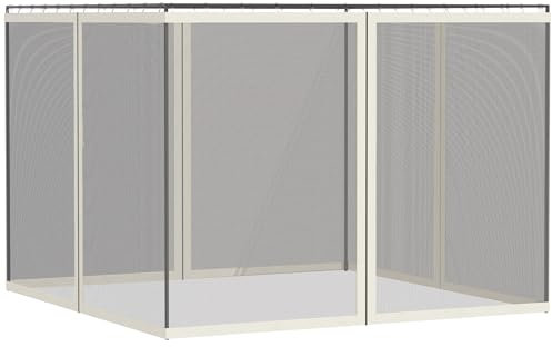 Outsunny Zanzariere per gazebo barnum 3 x 4 m - set di 4 zanzariere con cerniera + ganci di fissaggio - poliestere nylon