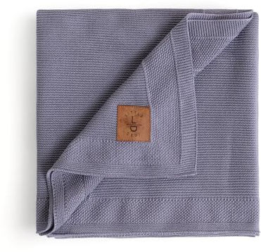 Little Dedi Babydecke aus 100% Tencel™ Seidig Weich, 80 x 100 cm, Blau- Oeko-TEX® 100 Klasse 1, hypoallergen, thermoregulierend und atmungsaktiv - Moderne Strickdecke für Neugeborene und Kleinkinder