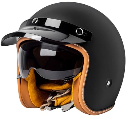 Retro 3/4 Motorrad Helm Jethelm Vintage-Roller-Helm, DOT/ECE-Zertifizierter Retro-Motorradhelm Mit Offenem Gesicht Für Damen Und Herren, Leichter Moped-Helm G,XXL