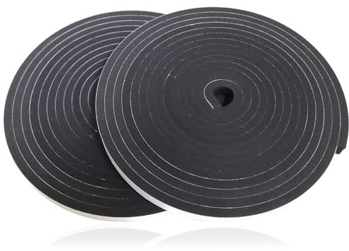 Self Adhesive Foam Strip, 2 Rolls 12mm x 6mm x 5M Sticky Foam Roll, Weather Stripping Door Seal Strip for Door Window Against Cold Draught/Anti-Collision/Soundproof/Waterproof/Dustproof