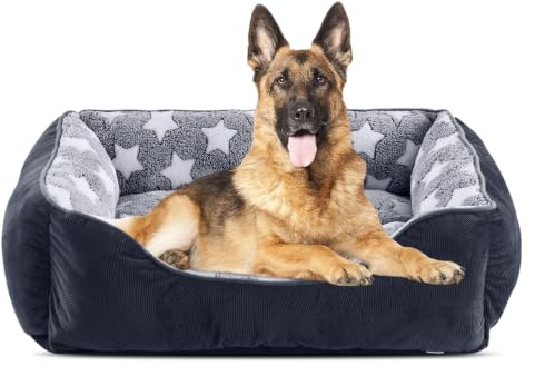MIXJOY Extra Large Dog Bed(107x76cm), Super Soft Cosy Rectangle Dog Beds, Grey Washable Pet Bed, Good for Golden Retriever, Labrador，German Shepherd，Samoye，Rottweiler