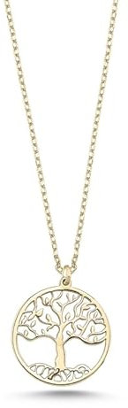 Einzelstück® Collar con colgante del árbol de la vida, Regalos, Plata de ley 925 con chapado en oro de 14 quilates, cadena de plata Aoratos Tree of Life I, hipoalergénico y sin níquel, Plata esterlina