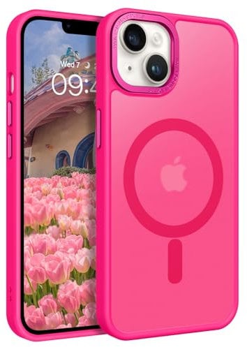 GaoBao Strong Magnetic for iPhone 14 Plus Case, Slim Fit iPhone 14 Plus Phone Case [Compatible with MagSafe] Classic Shockproof Translucent Matte Protective Cover for iPhone 14 Plus 6.7, Hot Pink
