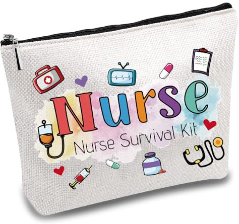 CREATCABIN Tasche Krankenschwestern,Survival-Kit-Tasche Krankenschwestern,Polycotton,Kosmetik-Mehrzwecktasche Make-Up,Stifte,Mit Reißverschluss,Reisetasche Segeltuch Für Studenten,Praktiker 18x25cm