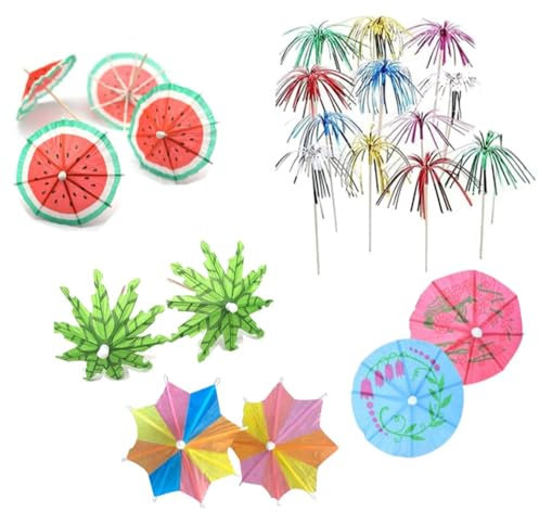 50Pcs New Pattern Cocktail Accessories for Drinks Cocktail Umbrellas for Drinks - Colourful Paper Drinks Umbrellas