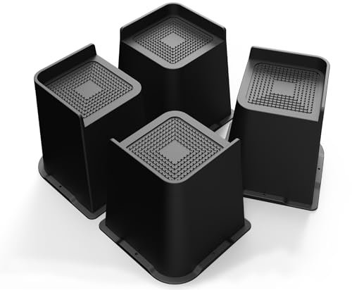 MXMZHXU Möbelerhöhung 15 cm, L-Form Betterhöhung, Heavy Duty Unterstützung bis 6000lbs, Übergroße Bett Lifts für Bett, Couches, Tische, Sofa, Schreibtische (Schwarz, 15cm-4Stück)
