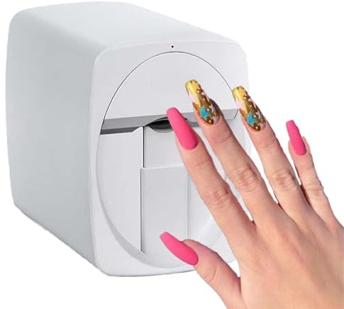 Nail Art Printer Machine, Digital Nail Design Machine Printer, Automatic Nail Art Machine, 3D Mini Finger Nail Printer for Home Use,White