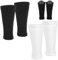 2 Pairs Football Shin Pad Sleeves, High Elastic Sock Sleeves with Insert Pocket, Abrasion-Resistant Shin Guard Holders for Youth & Adult (Black & White) - L