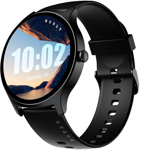 Boult Newly Launched Rover Pro Smart Watch 1.43'' AMOLED, Bluetooth Calling, IP68, Zinc Alloy Frame, 1000 Nits Brightness, AI Voice Assistant, SpO2 Monitoring, 120+ Sports Mode Smartwatch (Ash Black)