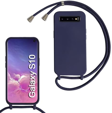 xinyunew Handykette für Samsung Galaxy S10 Hülle mit Band, Handyhülle mit Schnur zum Umhängen, weiche TPU Silikonhülle mit Band [abnehmbar] Halskettenhülle für Samsung Galaxy S10-Blau