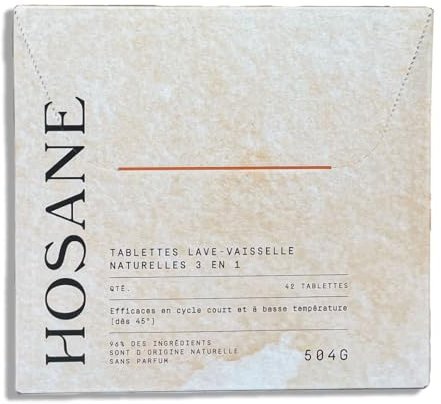 Tablettes Lave-Vaisselle Écologiques Hosane - Nettoyage Puissant et Naturel pour une vaisselle éclatante - Ecocert