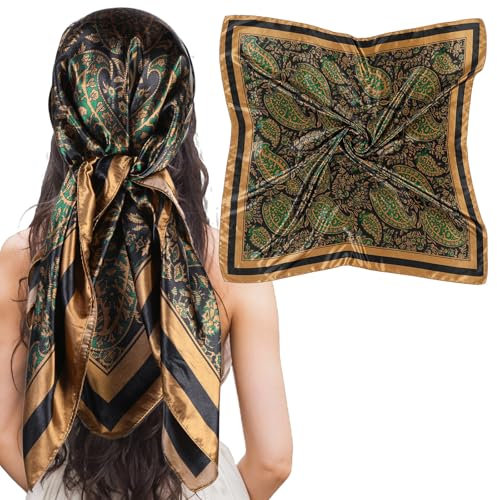 Sibba Satin Head Scarf for Women Like Silk Scarf Hairstyles Hair Bandana Stylish Head Wraps Neck Face Scarves Cover Hair Decoration Lightweight Rag Sleeping Cap Soft Headscarf Square Satin Scarves