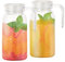 2 Pezzi Brocche da 1 Litro con Coperchio e Manico, Caraffe in Plastica Trasparente, Brocca per Succo, Acqua, Tè, Caffè, Latte e Vino, per Bevande Calde e Fredde