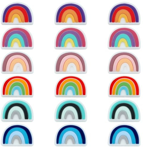 HUAAPLEVLA Rainbow Silicone Beads for Keychain Making, 6 Colors, 18 Pcs | Focal Beads for Pens, Bracelets Necklace Handmade Crafts