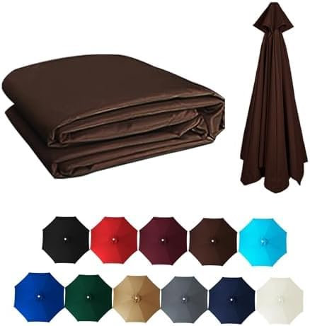 YZTTCD Fundas de Repuesto Para Sombrilla, Tela de Repuesto Para Sombrilla, Resistente A La Decoloración, Protección Uv, Ideal Para Terraza, Piscina Y Playa, Color Marrón, 6 Varillas: 2 M/6,5 Pies